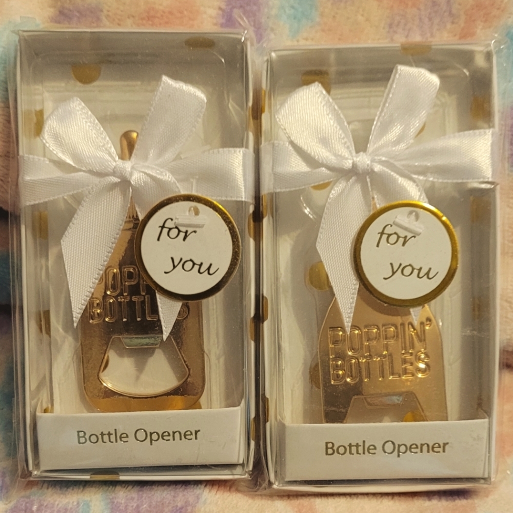 2 Gold 'Poppin Bottles' bottle openers